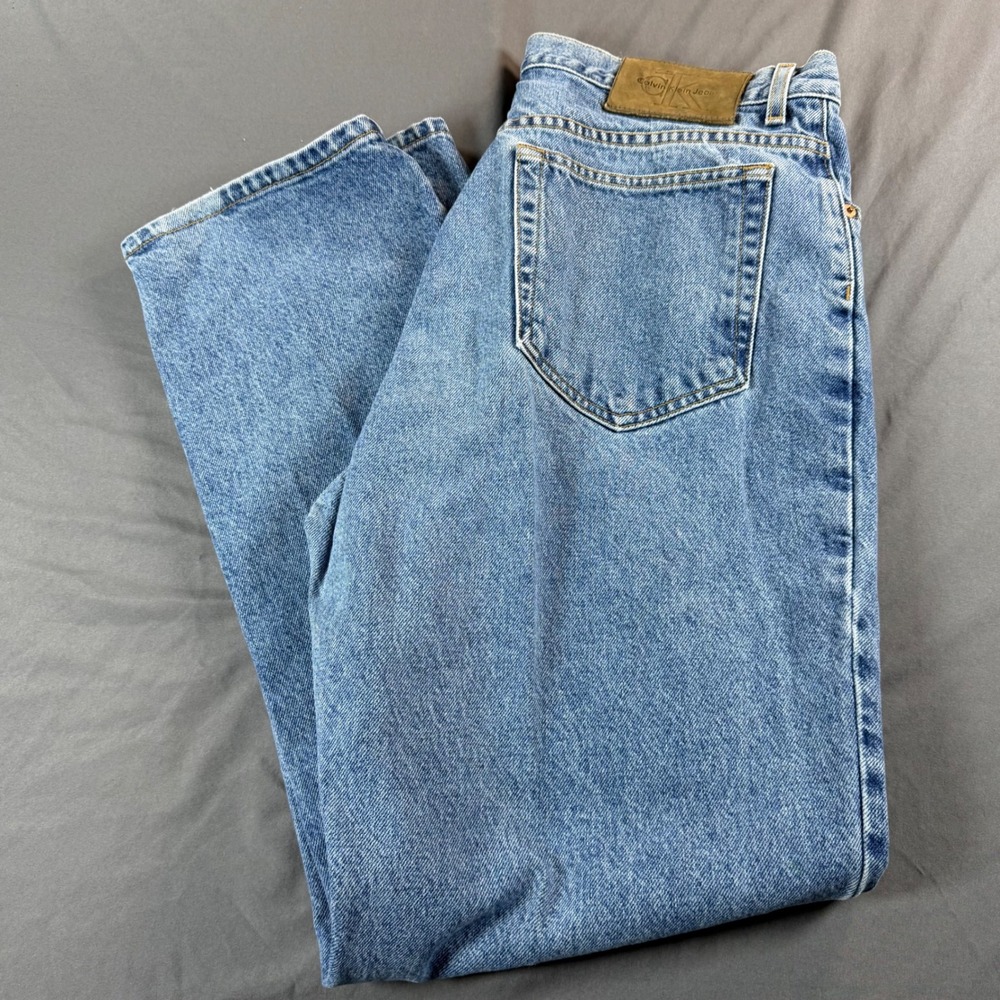 Vintage Calvin Klein Jeans 16 High Rise Straight Leg Double Stone Wash USA Made
